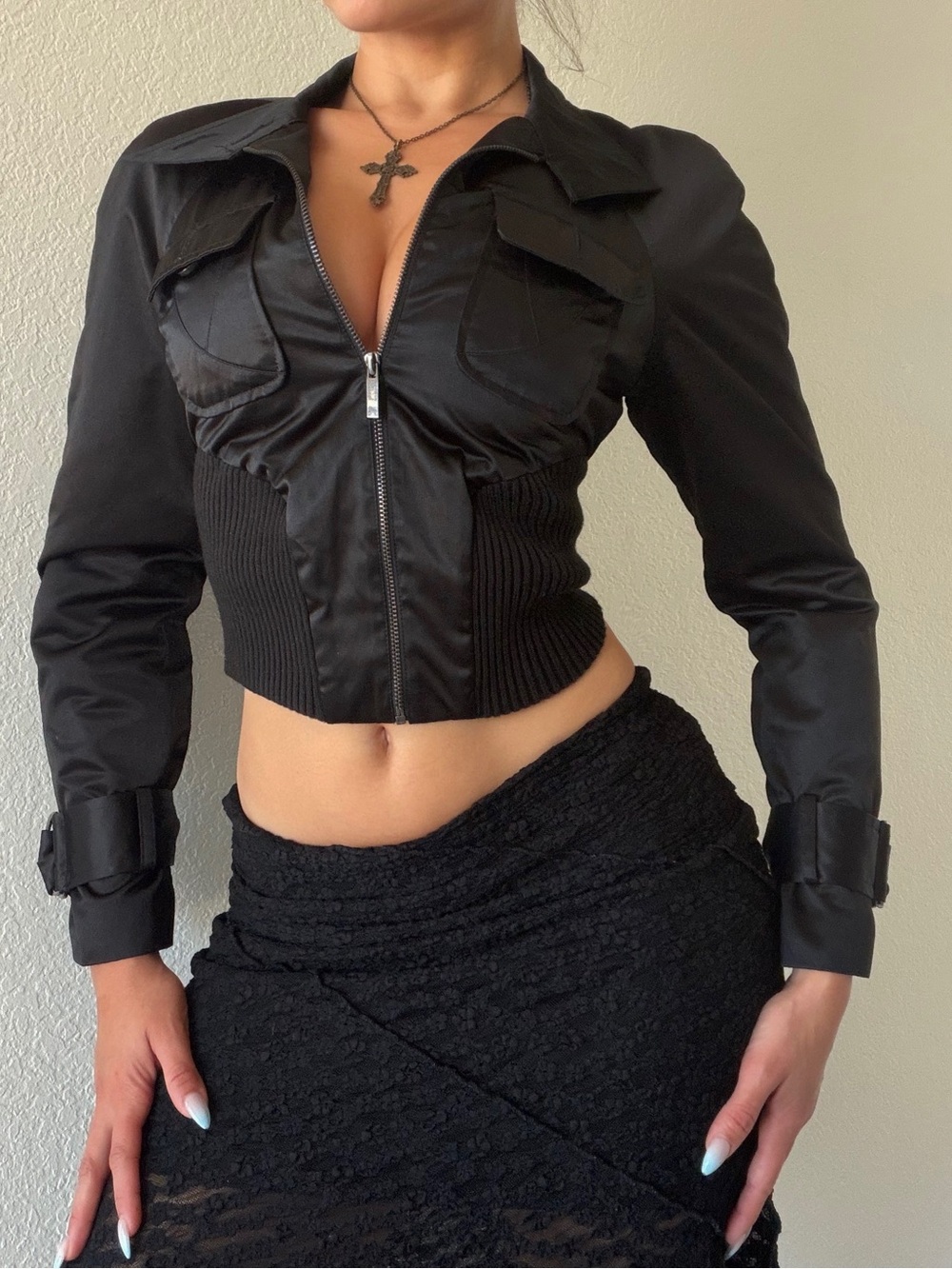 Bebe Vintage 2000’s Black Fitted Zip Up Jacket
